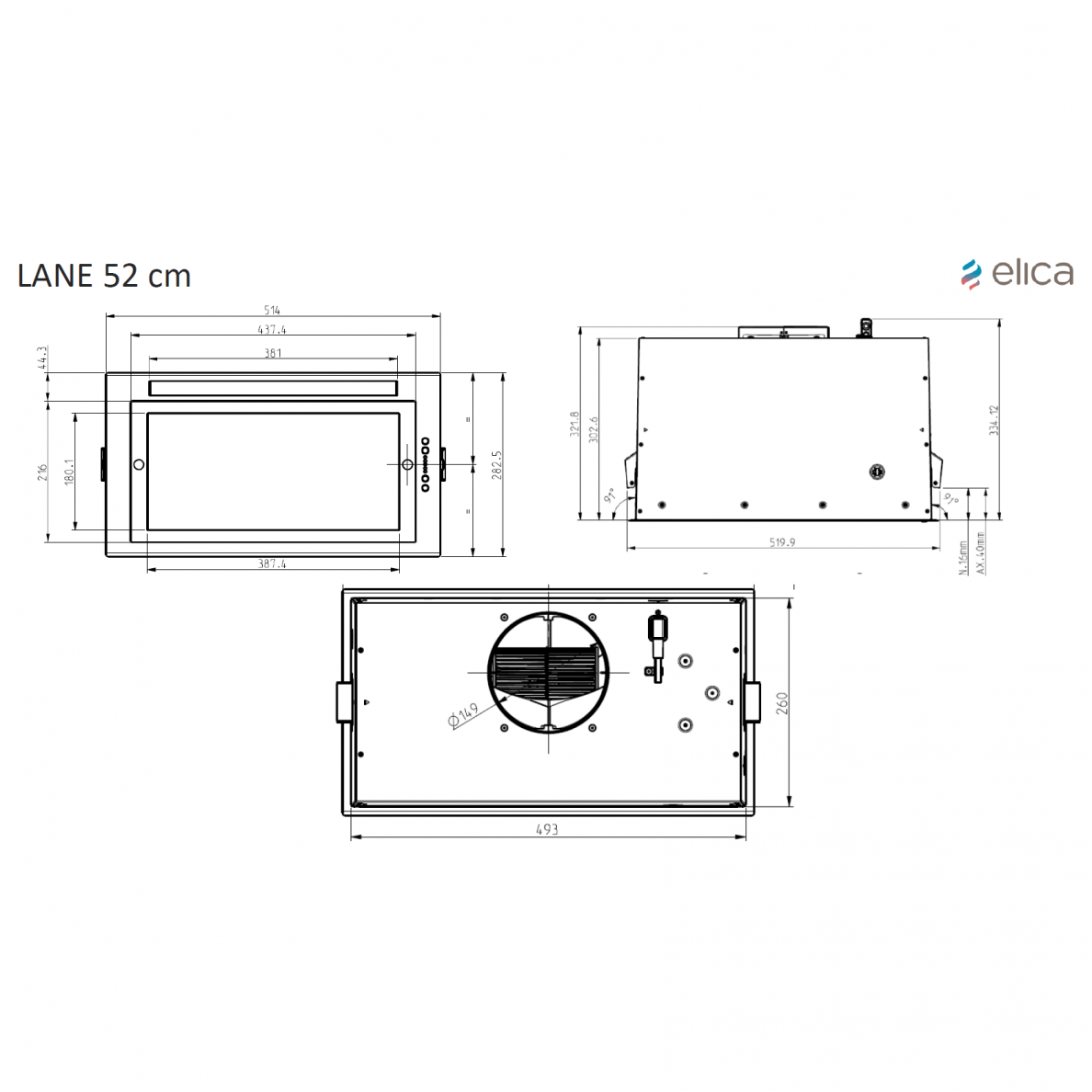Gartraukiai Elica LANE WH/A/52 5